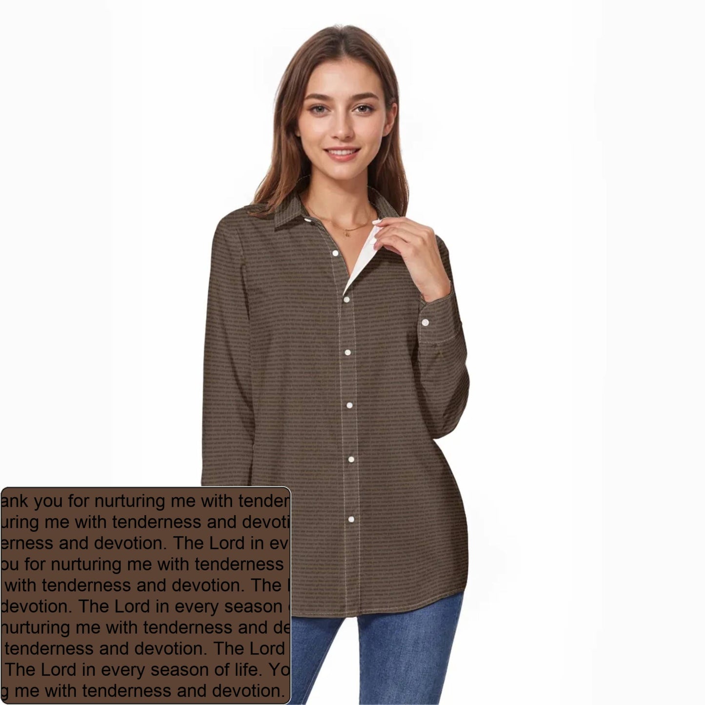 Women's Slub Cotton Long-Sleeve Shirt | Personalized