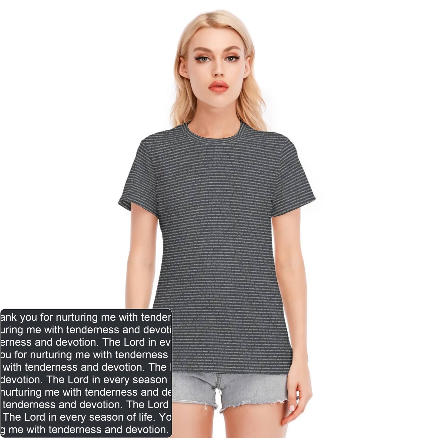 Women's Cotton AOP T-Shirt | Personalized Verse & Text