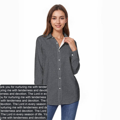 Women's Slub Cotton AOP Long-Sleeve Shirt | Personalized Verse & Text
